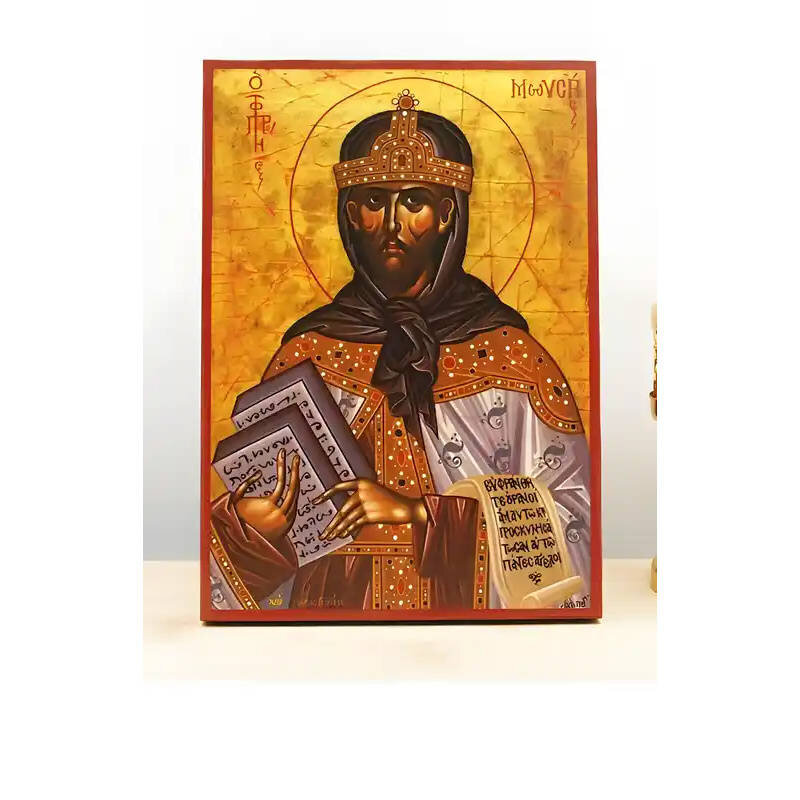 Εικόνα Ορθοδοξίας με περίγραμμα χρυσό σε ξύλο Φλαμουρίας  με  βάση Άγιος Προφήτης Μωυσής, Ξύλινη Χειροποίητη Εικόνα Ελληνικού Premium Βυζαντινού Στυλ Κρεμασμένο σε ξύλινη πλάκα Θρησκευτικό θέμα Χειροποίητη Ελληνορθόδοξη εικόνα του Ιησού Χριστού, Κρεμαστή πλάκα βυζαντινής τέχνης, χριστιανική τέχνη Διάσταση 10x7 cm (3,9 x 2,8 ίντσες)  INTRAEK-10862