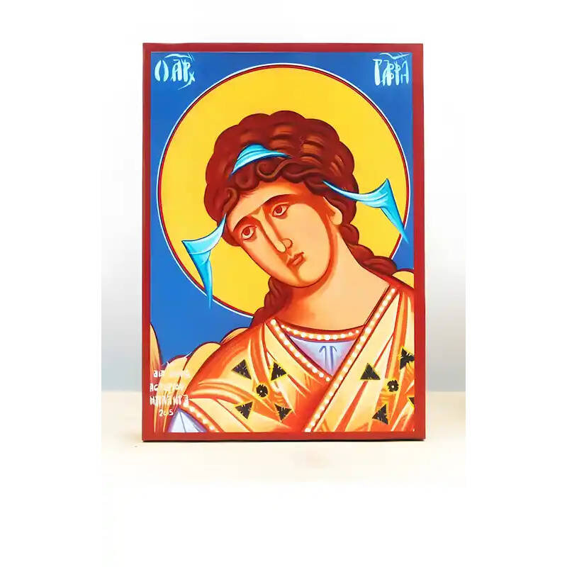 Εικόνα Ορθοδοξίας με περίγραμμα χρυσό σε ξύλο Φλαμουρίας  με  βάση Αρχάγγελος Γαβριήλ, Ξύλινη Χειροποίητη Εικόνα Ελληνικού Premium Βυζαντινού Στυλ Κρεμαστή σε ξύλινη πλάκα Θρησκευτικό θέμα Χειροποίητη Ελληνορθόδοξη εικόνα του Ιησού Χριστού, Κρεμαστή πλάκα βυζαντινής τέχνης, χριστιανική τέχνη Διάσταση 10x7 cm (3,9 x 2,8 ίντσες)  INTRAEK-10850