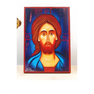 Εικόνα Ορθοδοξίας με περίγραμμα χρυσό σε ξύλο Φλαμουρίας  με  βάση Πορτραίτο Ηλικιωμένου Ιησού Χριστού, Ξύλινη Χειροποίητη Εικόνα Ελληνικού Premium Βυζαντινού Στυλ Κρεμασμένο σε ξύλινη πλάκα Θρησκευτικό θέμα Χειροποίητη Ελληνορθόδοξη εικόνα του Ιησού Χριστού, Κρεμαστή πλάκα βυζαντινής τέχνης, χριστιανική τέχνη 45x35 cm (17,7 x 13,8 ίντσες)  INTRAEK-342110833