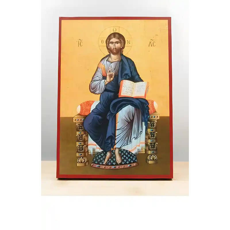 Εικόνα Ορθοδοξίας με περίγραμμα χρυσό σε ξύλο Φλαμουρίας  με  βάση Ο Ιησούς Χριστός Ευλογεί Ένθρονος, Ξύλινη Χειροποίητη Εικόνα Ελληνικού Premium Βυζαντινού Στυλ τοίχου Κρεμασμένη σε ξύλινη πλάκα Θρησκευτικό θέμα Χειροποίητη Ελληνορθόδοξη εικόνα του Ιησού Χριστού, Κρεμαστή πλάκα βυζαντινής τέχνης, χριστιανική τέχνη Διάσταση 26x20 cm (10,2 x 7,9 ίντσες)  INTRAEK-22610832