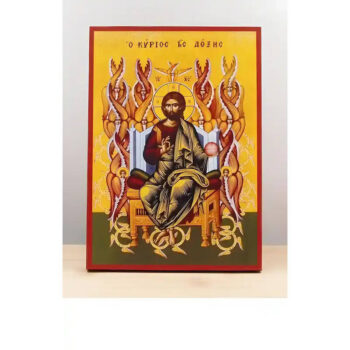 Εικόνα Ορθοδοξίας με περίγραμμα χρυσό σε ξύλο Φλαμουρίας  με  βάση Ιησούς Χριστός, Βασιλιάς της Δόξας, Ξύλινη Χειροποίητη Εικόνα Ελληνικού Premium Βυζαντινού Στυλ Κρεμασμένο σε ξύλινη πλάκα Θρησκευτικό θέμα Χειροποίητη Ελληνορθόδοξη εικόνα του Ιησού Χριστού, Κρεμαστή πλάκα βυζαντινής τέχνης, χριστιανική τέχνη Διάσταση 40x30 cm (15,8 x 11,8 ίντσες)  INTRAEK-2110831 - Image 1