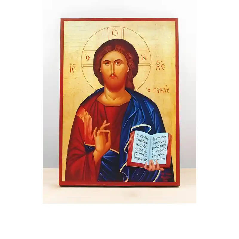 Εικόνα Ορθοδοξίας με περίγραμμα χρυσό σε ξύλο Φλαμουρίας  με  βάση Ευλογία Ιησού Χριστού, Ξύλινη Χειροποίητη Εικόνα Ελληνικού Premium Βυζαντινού Στυλ Κρεμαστή σε ξύλινη πλάκα Θρησκευτικό θέμα Χειροποίητη Ελληνορθόδοξη εικόνα του Ιησού Χριστού, Κρεμαστή πλάκα βυζαντινής τέχνης, χριστιανική τέχνη 45x35 cm (17,7 x 13,8 ίντσες)  INTRAEK-342110830
