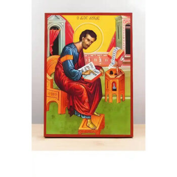 Εικόνα Ορθοδοξίας με περίγραμμα χρυσό σε ξύλο Φλαμουρίας  με  βάση Χειρόγραφο Άγιος Απόστολος Λουκάς, Ξύλινη Χειροποίητη Εικόνα Ελληνικής Premium Βυζαντινού Στυλ Κρεμαστή σε ξύλινη πλάκα Θρησκευτικό θέμα Χειροποίητη Ελληνορθόδοξη εικόνα του Ιησού Χριστού, Κρεμαστή πλάκα βυζαντινής τέχνης, χριστιανική τέχνη 45x35 cm (17,7 x 13,8 ίντσες)  INTRAEK-342110828 - Image 1