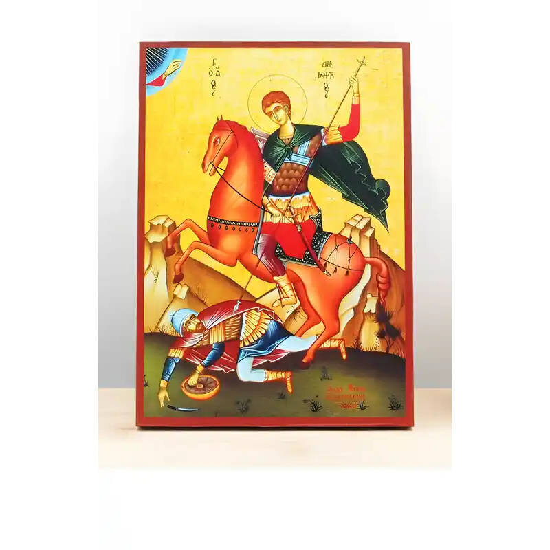 Εικόνα Ορθοδοξίας με περίγραμμα χρυσό σε ξύλο Φλαμουρίας  με  βάση Άγιος Δημήτριος Θεσσαλονίκης, Ξύλινη Χειροποίητη Εικόνα Ελληνικής Premium Βυζαντινής Στυλ Κρεμαστή σε ξύλινη πλάκα Χειροποίητη Ελληνορθόδοξη εικόνα του Ιησού Χριστού, Κρεμαστή πλάκα βυζαντινής τέχνης, χριστιανική τέχνη Διάσταση 10x7 cm (3,9 x 2,8 ίντσες)  INTRAEK-10820