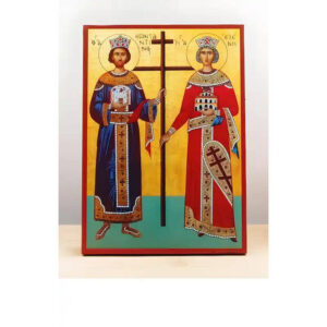 Εικόνα Ορθοδοξίας με περίγραμμα χρυσό σε ξύλο Φλαμουρίας  με  βάση Άγιοι Κωνσταντίνος και Ελένη, Ξύλινη Χειροποίητη Εικόνα Ελληνικού Premium Βυζαντινού Στυλ Κρεμαστή σε ξύλινη πλάκα Χειροποίητη Ελληνορθόδοξη εικόνα του Ιησού Χριστού, Κρεμαστή πλάκα βυζαντινής τέχνης, χριστιανική τέχνη 45x35 cm (17,7 x 13,8 ίντσες)  INTRAEK-342110814