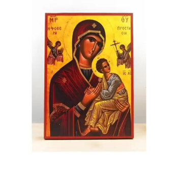 Εικόνα Ορθοδοξίας με περίγραμμα χρυσό σε ξύλο Φλαμουρίας με βάση Παναγία Φοβερά Προστασία «Φοβέρα Προστάσια», Ξύλινη Χειροποίητη Εικόνα Ελληνικής Premium Βυζαντινού Στυλ Κρεμαστή σε ξύλινη πλάκα Χειροποίητη Ελληνορθόδοξη εικόνα του Ιησού Χριστού, Κρεμαστή πλάκα βυζαντινής τέχνης, χριστιανική τέχνη Διάσταση 26x20 cm (10,2 x 7,9 ίντσες) INTRAEK-22610801 - Image 1