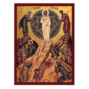 Εικόνα Ορθοδοξίας με περίγραμμα χρυσό σε ξύλο Φλαμουρίας  με  βάση Εικόνα της Μεταμόρφωσης του Χριστού, Χειροποίητη Ελληνορθόδοξη εικόνα του Ιησού Χριστού, Κρεμαστή πλάκα βυζαντινής τέχνης, θρησκευτική διακόσμηση Διάσταση 40x30 cm (15,8 x 11,8 ίντσες)INTRAEK-43216724228 - Image 1