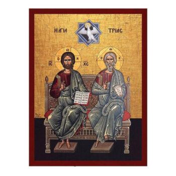 Εικόνα Ορθοδοξίας με περίγραμμα χρυσό σε ξύλο Φλαμουρίας  με  βάση Ιησούς Χριστός Η εικόνα της Αγίας Τριάδας, Χειροποίητη Ελληνορθόδοξη εικόνα του Ιησού Χριστού, Κρεμαστή πλάκα βυζαντινής τέχνης, χριστιανική τέχνη Διάσταση 40x30 cm (15,8 x 11,8 ίντσες)INTRAEK-43216724225 - Image 1