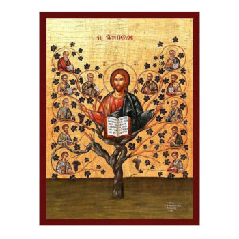 Εικόνα Ορθοδοξίας με περίγραμμα χρυσό σε ξύλο Φλαμουρίας  με  βάση Ιησούς Χριστός Η αληθινή εικόνα αμπέλου, χειροποίητη ελληνορθόδοξη εικόνα του Ιησού Χριστού, επιτοίχια πλάκα βυζαντινής τέχνης, χριστιανικό δώρο Διάσταση 40x30 cm (15,8 x 11,8 ίντσες)INTRAEK-43216724224 - Image 1