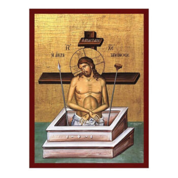 Εικόνα Ορθοδοξίας με περίγραμμα χρυσό σε ξύλο Φλαμουρίας  με  βάση Εικόνα ακραίας ταπεινότητας Ιησούς Χριστός, Χειροποίητη ελληνορθόδοξη εικόνα του Ιησού Χριστού, επιτοίχια βυζαντινή τέχνη, θρησκευτικό δώρο Διάσταση 15x11 cm (5,9 x 4,3 ίντσες) INTRAEK-16724220 - Image 1