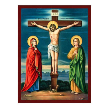 Εικόνα Ορθοδοξίας με περίγραμμα χρυσό σε ξύλο Φλαμουρίας  με  βάση Εικόνα Η Σταύρωση του Κυρίου, Χειροποίητη Ελληνορθόδοξη εικόνα του Ιησού Χριστού, Κρεμαστή πλάκα βυζαντινής τέχνης, ορθόδοξη τέχνη Διάσταση 40x30 cm (15,8 x 11,8 ίντσες)INTRAEK-43216724215 - Image 1