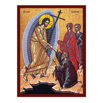 Εικόνα Ορθοδοξίας με περίγραμμα χρυσό σε ξύλο Φλαμουρίας  με  βάση Κάθοδος του Ιησού Χριστού στον Άδη εικόνα, Χειροποίητη ελληνορθόδοξη εικόνα του Ιησού Χριστού, επιτοίχια πλάκα βυζαντινής τέχνης, θρησκευτικό δώρο Διάσταση 15x11 cm (5,9 x 4,3 ίντσες) INTRAEK-16724201 - Image 1