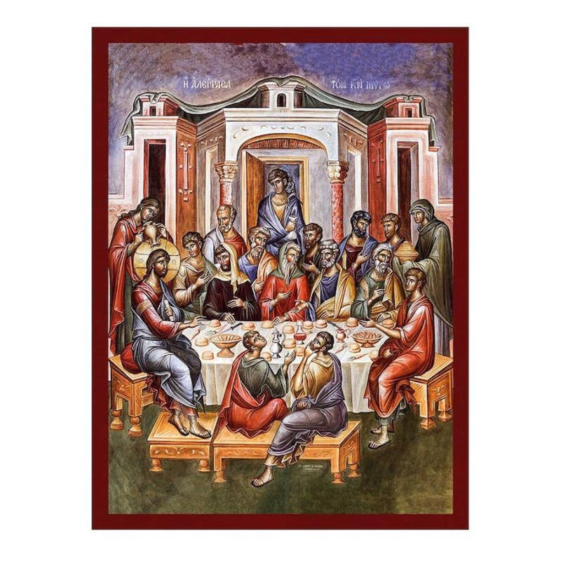 Εικόνα Ορθοδοξίας με περίγραμμα χρυσό σε ξύλο Φλαμουρίας  με  βάση Εικόνα Χριστός και αμαρτωλή γυναίκα, χειροποίητη ελληνορθόδοξη εικόνα του Ιησού Χριστού, επιτοίχια πλάκα βυζαντινής τέχνης, θρησκευτικό δώρο Διάσταση 10x7 cm (3,9 x 2,8 ίντσες) INTRAEK-816724200