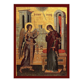 Εικόνα Ορθοδοξίας με περίγραμμα χρυσό σε ξύλο Φλαμουρίας με βάση Ευαγγελισμός της Θεοτόκου εικόνας, Χειροποίητη Ελληνική εικόνα Ευαγγελισμού Της Θεοτόκου, Κρεμαστή πλάκα βυζαντινής τέχνης, χριστιανικό δώρο Διάσταση 40x30 cm (15,8 x 11,8 ίντσες)INTRAEK-43216724197 - Image 1