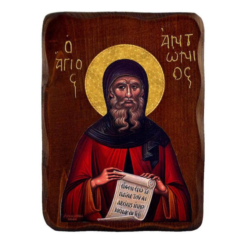 Εικόνα Ορθοδοξίας με περίγραμμα χρυσό σε ξύλο Φλαμουρίας  με  βάση Εικόνα Αγίου Αντωνίου, Χειροποίητη ελληνορθόδοξη εικόνα του Αγίου Αντωνίου, επιτοίχια πλάκα βυζαντινής τέχνης, θρησκευτικό δώρο, χριστιανική διακόσμηση Διάσταση 10x7 cm (3,9 x 2,8 ίντσες) INTRAEK-816724184