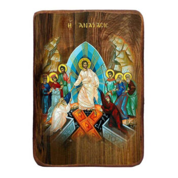 Εικόνα Ορθοδοξίας με περίγραμμα χρυσό σε ξύλο Φλαμουρίας  με  βάση Μπομπονιέρα Βάπτισης Ανάσταση του Χριστού Σετ 20 τεμαχίων, Εικόνα Βάπτισης, Χειροποίητη Βυζαντινή εικόνα Bomboniera 9x6cm, Χριστιανικό Δώρο Διάσταση 40x30 cm (15,8 x 11,8 ίντσες)INTRAEK-43216724112 - Image 1