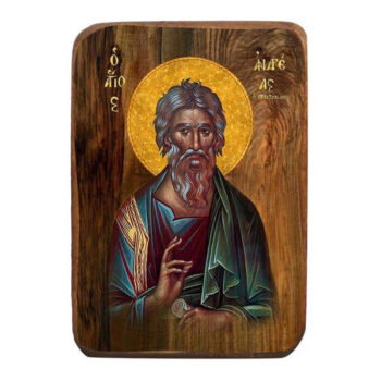 Εικόνα Ορθοδοξίας με περίγραμμα χρυσό σε ξύλο Φλαμουρίας  με  βάση Μπομπονιέρα Βάπτισης Άγιος Ανδρέας Σετ 20 τεμαχίων, Εικόνα Βάπτισης, Χειροποίητη Βυζαντινή εικόνα Bomboniera 9x6cm, Χριστιανικό Δώρο Διάσταση 40x30 cm (15,8 x 11,8 ίντσες)INTRAEK-43216724111 - Image 1