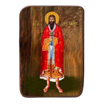 Εικόνα Ορθοδοξίας με περίγραμμα χρυσό σε ξύλο Φλαμουρίας  με  βάση Μπομπονιέρα Βάπτισης Άγιος Ευστράτιος Σετ 20 τεμαχίων, Εικόνα Βάπτισης, Μπομπονιέρα Χειροποίητη Βυζαντινή εικόνα 9x6cm, Χριστιανικό Δώρο Διάσταση 40x30 cm (15,8 x 11,8 ίντσες)INTRAEK-43216724098 - Image 1