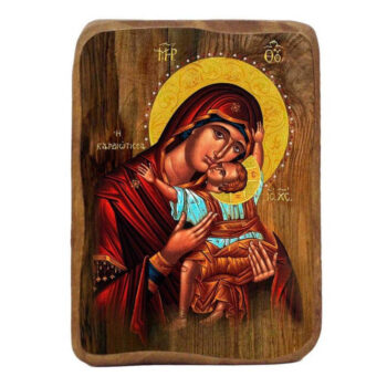 Εικόνα Ορθοδοξίας με περίγραμμα χρυσό σε ξύλο Φλαμουρίας  με  βάση Η Παναγία η Τρυφερή Καρδιά Σετ Βάπτισης 20 τεμαχίων, Εικόνα Βάπτισης, Χειροποίητη Βυζαντινή εικόνα Bomboniera 9x6cm, Χριστιανικό Δώρο Διάσταση 15x11 cm (5,9 x 4,3 ίντσες) INTRAEK-16724069 - Image 1