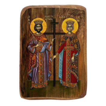 Εικόνα Ορθοδοξίας με περίγραμμα χρυσό σε ξύλο Φλαμουρίας  με  βάση Μπομπονιέρα Βάπτισης Αγίων Κωνσταντίνου και Ελένης Σετ 20 τεμαχίων, Εικόνα Βάπτισης, Μπομπονιέρα Χειροποίητη Βυζαντινή εικόνα 9x6cm, Χριστιανικό Δώρο Διάσταση 40x30 cm (15,8 x 11,8 ίντσες)INTRAEK-43216724061 - Image 1