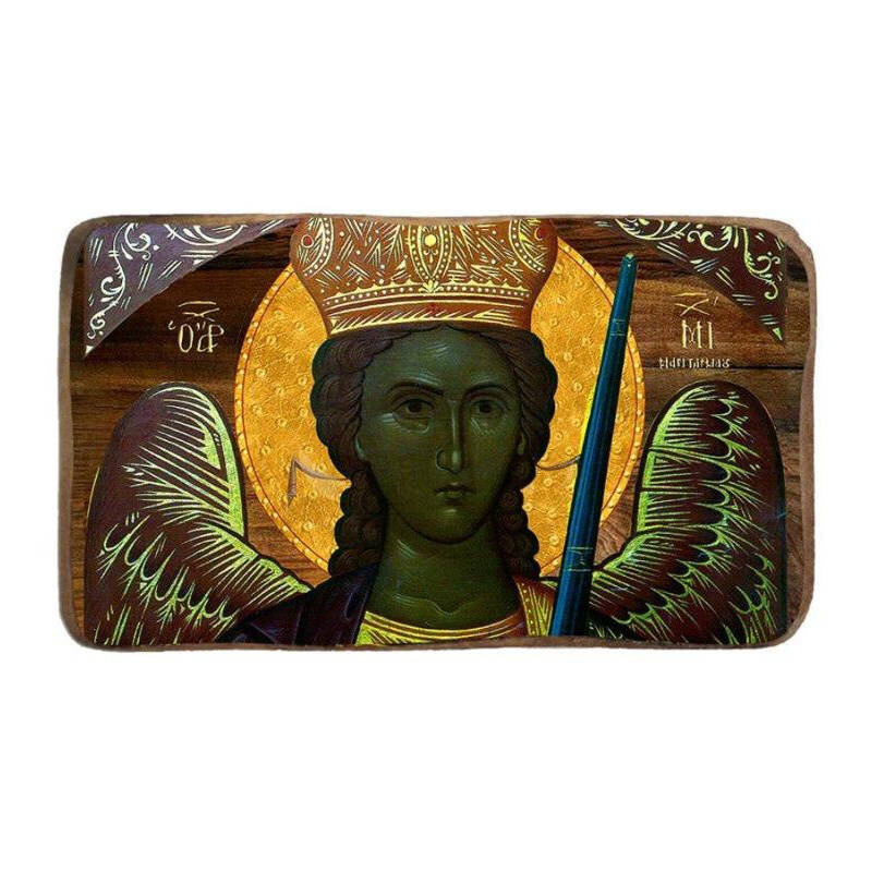 Εικόνα Ορθοδοξίας με περίγραμμα χρυσό σε ξύλο Φλαμουρίας  με  βάση Μπομπονιέρα Βάπτισης Αρχάγγελος Μιχαήλ της Μανταντόνας Σετ 20 τεμαχίων, Εικόνα Βάπτισης, Χειροποίητη Βυζαντινή εικόνα Bomboniera 9x6cm, Χριστιανικό Δώρο Διάσταση 10x7 cm (3,9 x 2,8 ίντσες) INTRAEK-816724059