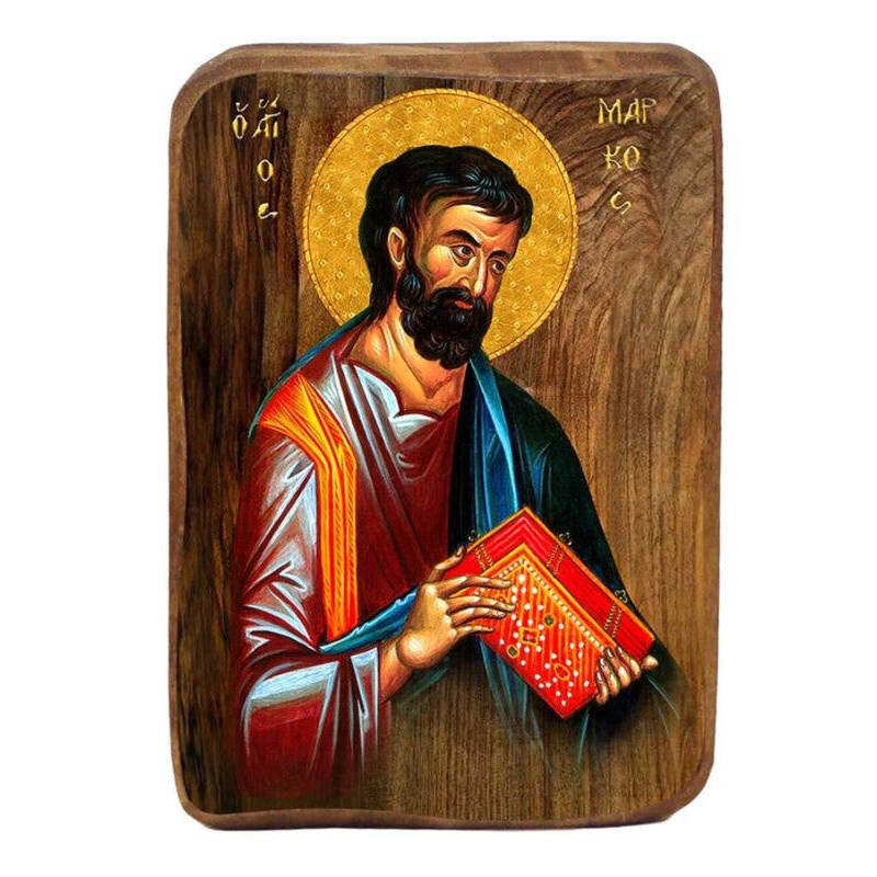 Εικόνα Ορθοδοξίας με περίγραμμα χρυσό σε ξύλο Φλαμουρίας  με  βάση Μπομπονιέρα Βάπτισης Άγιος Μάρκος Σετ 20 τεμαχίων, Εικόνα Βάπτισης, Μπομπονιέρα Χειροποίητη Βυζαντινή εικόνα 9x6cm, Χριστιανικό Δώρο Διάσταση 10x7 cm (3,9 x 2,8 ίντσες) INTRAEK-816724057