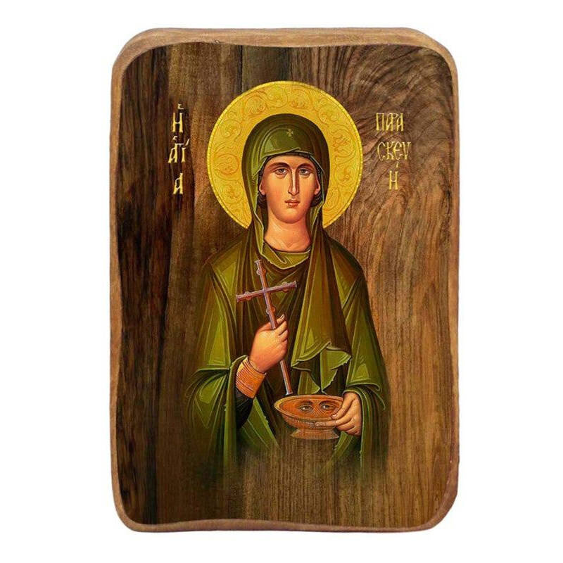 Εικόνα Ορθοδοξίας με περίγραμμα χρυσό σε ξύλο Φλαμουρίας  με  βάση Μπομπονιέρα Βάπτισης Αγίας Παρασκευής Σετ 20 τεμαχίων, Εικόνα Βάπτισης, Μπομπονιέρα Χειροποίητη Βυζαντινή εικόνα 9x6cm, Χριστιανικό Δώρο Διάσταση 10x7 cm (3,9 x 2,8 ίντσες) INTRAEK-816724040