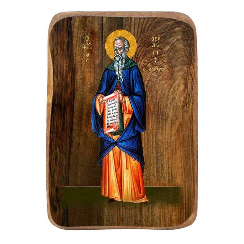Εικόνα Ορθοδοξίας με περίγραμμα χρυσό σε ξύλο Φλαμουρίας  με  βάση Μπομπονιέρα Βάπτισης Άγιος Θεοδόσιος Σετ 20 τεμαχίων, Εικόνα Βάπτισης, Μπομπονιέρα Χειροποίητη Βυζαντινή εικόνα 9x6cm, Χριστιανικό Δώρο Διάσταση 10x7 cm (3,9 x 2,8 ίντσες) INTRAEK-816724021