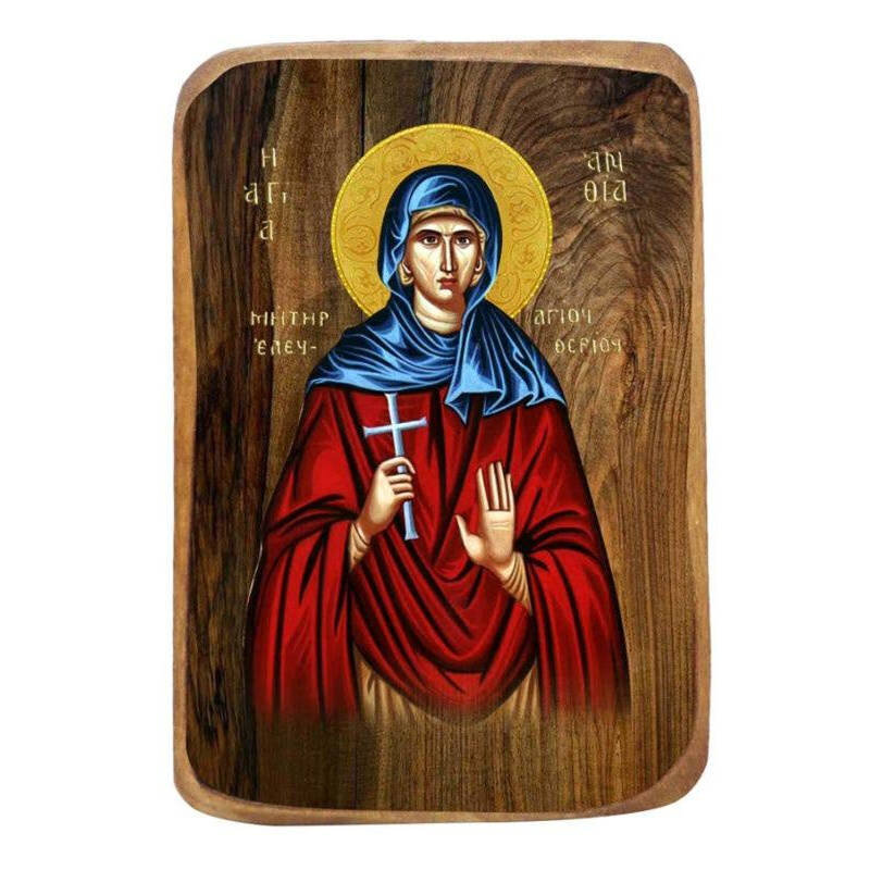 Εικόνα Ορθοδοξίας με περίγραμμα χρυσό σε ξύλο Φλαμουρίας  με  βάση Μπομπονιέρα Βάπτισης Αγίας Ανθίας Σετ 20 τεμαχίων, Εικόνα Βάπτισης, Μπομπονιέρα Χειροποίητη Βυζαντινή εικόνα 9x6cm, Χριστιανικό Δώρο Διάσταση 40x30 cm (15,8 x 11,8 ίντσες)INTRAEK-43216724017