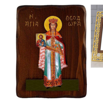 Εικόνα Ορθοδοξίας με περίγραμμα χρυσό σε ξύλο Φλαμουρίας  με  βάση Εικόνα Αγίας Θεοδώρας, Χειροποίητη ελληνορθόδοξη εικόνα της Αγίας Θεοδώρας, επιτοίχια πλάκα βυζαντινής τέχνης, θρησκευτικό δώρο, χριστιανική διακόσμηση Διάσταση 40x30 cm (15,8 x 11,8 ίντσες)INTRAEK-43216723980 - Image 1