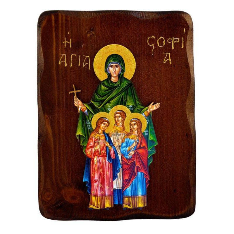 Εικόνα Ορθοδοξίας με περίγραμμα χρυσό σε ξύλο Φλαμουρίας  με  βάση Εικόνα Αγίας Σοφίας, Χειροποίητη Ελληνορθόδοξη εικόνα της Αγίας Σοφίας, Κρεμαστή πλάκα βυζαντινής τέχνης, θρησκευτικό δώρο, χριστιανική διακόσμηση Διάσταση 26x20 cm (10,2 x 7,9 ίντσες) INTRAEK-3216723964