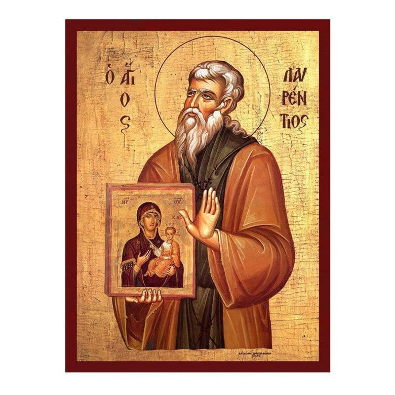Εικόνα Ορθοδοξίας με περίγραμμα χρυσό σε ξύλο Φλαμουρίας  με  βάση Εικόνα Αγίου Λαυρεντίου, Χειροποίητη βυζαντινή εικόνα του Αγίου Λαυρεντίου, Κρεμαστή πλάκα θρησκευτικής τέχνης, χριστιανικό δώρο Διάσταση 26x20 cm (10,2 x 7,9 ίντσες) INTRAEK-3216723929