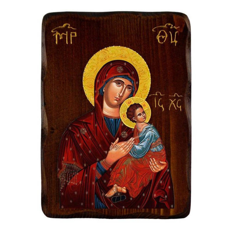 Εικόνα Ορθοδοξίας με περίγραμμα χρυσό σε ξύλο Φλαμουρίας  με  βάση Παναγία η Βασίλισσα των Αγγέλων Εικόνα, Χειροποίητη Ξύλινη εικόνα Παναγίας Βασιλίσσας Αγγέλων, τοίχος βυζαντινής τέχνης, θρησκευτικό δώρο, χριστιανική διακόσμηση Διάσταση 26x20 cm (10,2 x 7,9 ίντσες) INTRAEK-3216723928