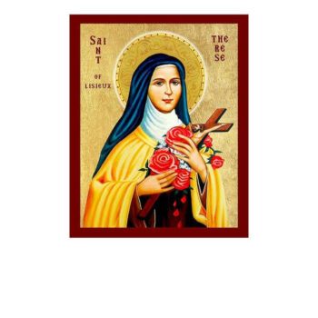 Εικόνα Ορθοδοξίας με περίγραμμα χρυσό σε ξύλο Φλαμουρίας  με  βάση Εικόνα Αγίας Τερέζας του Λισιέ, Χειροποίητη Χριστιανική Εικόνα της Αγίας Θηρεσίας, Πλακέτα Βυζαντινής Τέχνης, Χριστιανική Θρησκευτική Τέχνη Διάσταση 15x11 cm (5,9 x 4,3 ίντσες) INTRAEK-16723834 - Image 1