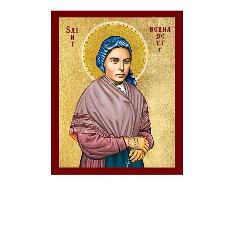 Εικόνα Ορθοδοξίας με περίγραμμα χρυσό σε ξύλο Φλαμουρίας  με  βάση Εικόνα Αγίας Βερναντέττης της Λούρδης, Χειροποίητη Χριστιανική Εικόνα της Αγίας Βερναντέττας , Κρεμαστή πλάκα Βυζαντινής Τέχνης, Χριστιανική Θρησκευτική Τέχνη Διάσταση 10x7 cm (3,9 x 2,8 ίντσες) INTRAEK-816723829