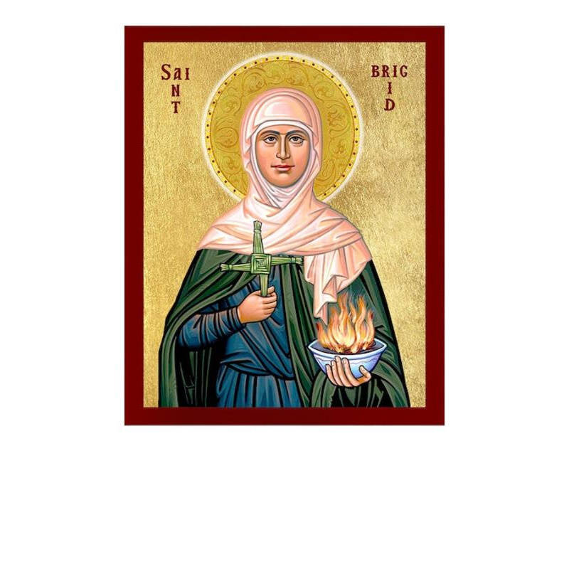 Εικόνα Ορθοδοξίας με περίγραμμα χρυσό σε ξύλο Φλαμουρίας  με  βάση Εικόνα Saint Brigid of Ireland, Χειροποίητη Χριστιανική Εικόνα της Αγίας Brigid of Ireland, Κρεμαστή πλάκα Βυζαντινής Τέχνης, Χριστιανική Θρησκευτική Τέχνη Διάσταση 10x7 cm (3,9 x 2,8 ίντσες) INTRAEK-816723827