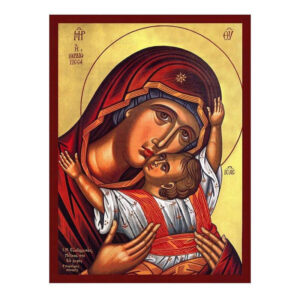 Εικόνα Ορθοδοξίας με περίγραμμα χρυσό σε ξύλο Φλαμουρίας  με  βάση Εικόνα της Παναγίας της Τρυφερότητας, Χειροποίητη Βυζαντινή εικόνα της Παναγίας της Καρδιώτισσας, Κρεμαστή πλάκα θρησκευτικής τέχνης, Χριστιανικό δώρο Διάσταση 15x11 cm (5,9 x 4,3 ίντσες) INTRAEK-16723798