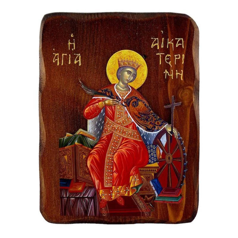 Εικόνα Ορθοδοξίας με περίγραμμα χρυσό σε ξύλο Φλαμουρίας  με  βάση Εικόνα Αγίας Αικατερίνης, Χειροποίητη ελληνορθόδοξη εικόνα της Αγίας Αικατερίνης, επιτοίχια πλάκα βυζαντινής τέχνης, θρησκευτικό δώρο, χριστιανική διακόσμηση Διάσταση 10x7 cm (3,9 x 2,8 ίντσες) INTRAEK-816723796