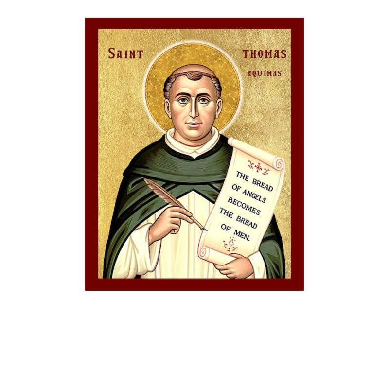 Εικόνα Ορθοδοξίας με περίγραμμα χρυσό σε ξύλο Φλαμουρίας  με  βάση Εικόνα Αγίου Θωμά Ακινάτη, Χειροποίητη Καθολική Εικόνα του Αγίου Θωμά Ακινάτη, Κρεμαστή πλάκα Βυζαντινής Τέχνης, Χριστιανική Θρησκευτική Τέχνη Διάσταση 26x20 cm (10,2 x 7,9 ίντσες) INTRAEK-3216723795