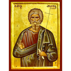 Εικόνα Ορθοδοξίας με περίγραμμα χρυσό σε ξύλο Φλαμουρίας  με  βάση Εικόνα ΑΓΙΟΣ ΑΠΟΣΤΟΛΟΣ ΑΝΔΡΕΑΣ, Ο ΠΡΩΤΟΚΛΗΤΟΣ Χειροποίητη Ελληνορθόδοξη εικόνα του Ιησού Χριστού, Κρεμαστή πλάκα βυζαντινής τέχνης, χριστιανική τέχνη Διάσταση 15x11 cm (5,9x4,3 ίντσες)  INTRAEK-337757865084