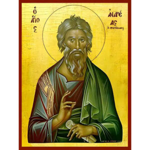 Εικόνα Ορθοδοξίας με περίγραμμα χρυσό σε ξύλο Φλαμουρίας  με  βάση Εικόνα ΑΓΙΟΣ ΑΠΟΣΤΟΛΟΣ ΑΝΔΡΕΑΣ, Ο ΠΡΩΤΟΚΛΗΤΟΣ Χειροποίητη Ελληνορθόδοξη εικόνα του Ιησού Χριστού, Κρεμαστή πλάκα βυζαντινής τέχνης, χριστιανική τέχνη Διάσταση 15x11 cm (5,9x4,3 ίντσες)  INTRAEK-337757865083