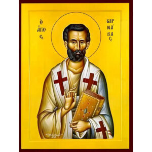 Εικόνα Ορθοδοξίας με περίγραμμα χρυσό σε ξύλο Φλαμουρίας  με  βάση Εικόνα ΑΓΙΟΣ ΑΠΟΣΤΟΛΟΣ ΒΑΡΝΑΒΑΣ Χειροποίητη Ελληνορθόδοξη εικόνα του Ιησού Χριστού, Κρεμαστή πλάκα βυζαντινής τέχνης, χριστιανική τέχνη Διάσταση 15x11 cm (5,9x4,3 ίντσες)  INTRAEK-337757865077