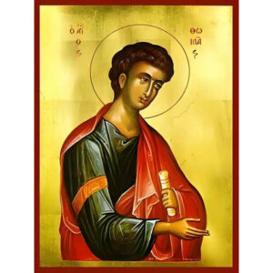 Εικόνα Ορθοδοξίας με περίγραμμα χρυσό σε ξύλο Φλαμουρίας  με  βάση Εικόνα ΑΓΙΟΣ ΑΠΟΣΤΟΛΟΣ ΘΩΜΑΣ Χειροποίητη Ελληνορθόδοξη εικόνα του Ιησού Χριστού, Κρεμαστή πλάκα βυζαντινής τέχνης, χριστιανική τέχνη Διάσταση 15x11 cm (5,9x4,3 ίντσες)  INTRAEK-337757865074