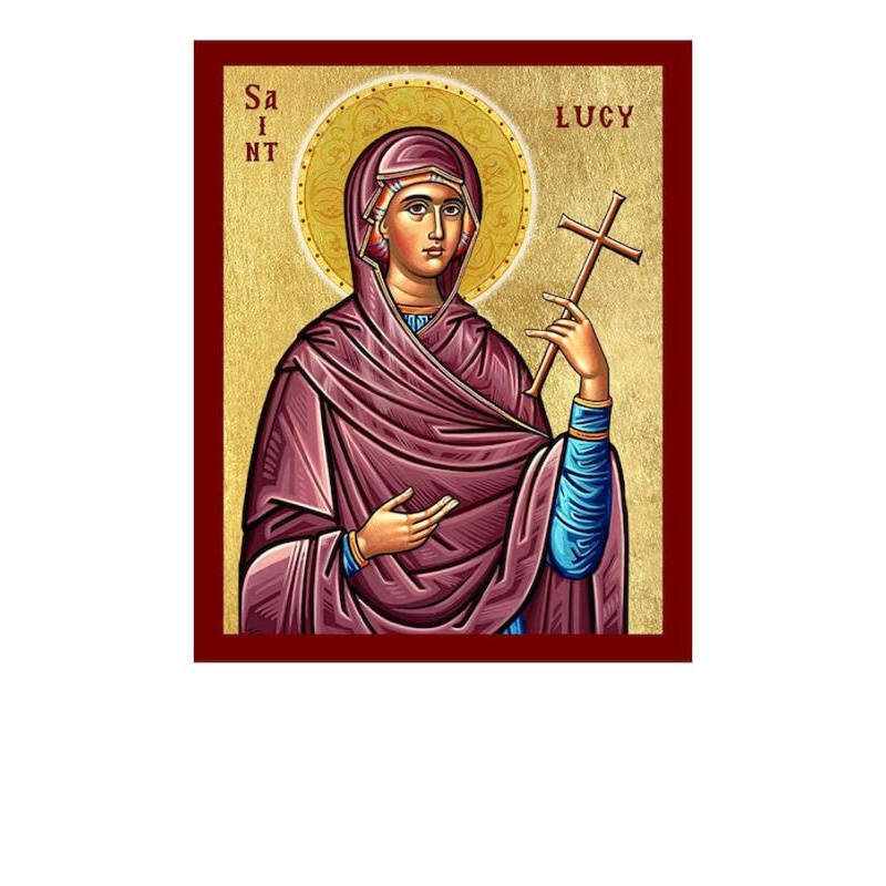 Εικόνα Ορθοδοξίας με περίγραμμα χρυσό σε ξύλο Φλαμουρίας  με  βάση Εικόνα Αγίας Λουκίας, Χειροποίητη Θρησκευτική Εικόνα Αγίας Λουσίας, Κρεμαστή πλάκα Βυζαντινής Τέχνης, Χριστιανική Θρησκευτική Τέχνη Διάσταση 26x20 cm (10,2 x 7,9 ίντσες) INTRAEK-3216723765