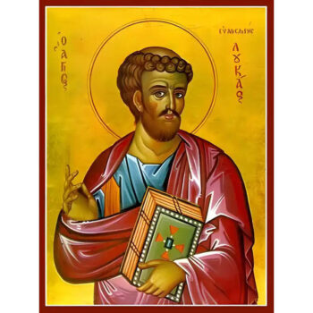 Εικόνα Ορθοδοξίας με περίγραμμα χρυσό σε ξύλο Φλαμουρίας  με  βάση Εικόνα ΑΓΙΟΣ ΑΠΟΣΤΟΛΟΣ ΚΑΙ ΕΥΑΓΓΕΛΙΣΤΗΣ ΛΟΥΚΑΣ Χειροποίητη Ελληνορθόδοξη εικόνα του Ιησού Χριστού, Κρεμαστή πλάκα βυζαντινής τέχνης, χριστιανική τέχνη Διάσταση 15x11 cm (5,9x4,3 ίντσες)  INTRAEK-337757865049 - Image 1