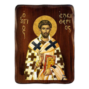 Εικόνα Ορθοδοξίας με περίγραμμα χρυσό σε ξύλο Φλαμουρίας  με  βάση Εικόνα Αγίου Ελευθερίου, Χειροποίητη Ελληνορθόδοξη εικόνα Αγίου Ελευθερίου, επιτοίχια βυζαντινή τέχνη, θρησκευτικό δώρο, χριστιανική διακόσμηση Διάσταση 15x11 cm (5,9 x 4,3 ίντσες) INTRAEK-16723758 - Image 1