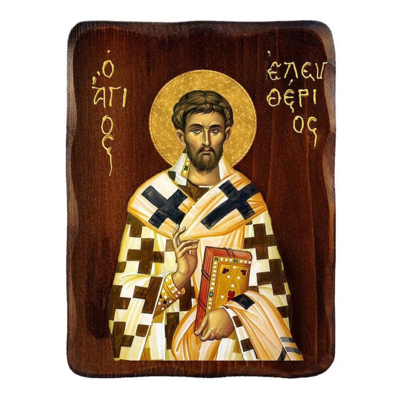 Εικόνα Ορθοδοξίας με περίγραμμα χρυσό σε ξύλο Φλαμουρίας  με  βάση Εικόνα Αγίου Ελευθερίου, Χειροποίητη Ελληνορθόδοξη εικόνα Αγίου Ελευθερίου, επιτοίχια βυζαντινή τέχνη, θρησκευτικό δώρο, χριστιανική διακόσμηση Διάσταση 26x20 cm (10,2 x 7,9 ίντσες) INTRAEK-3216723758
