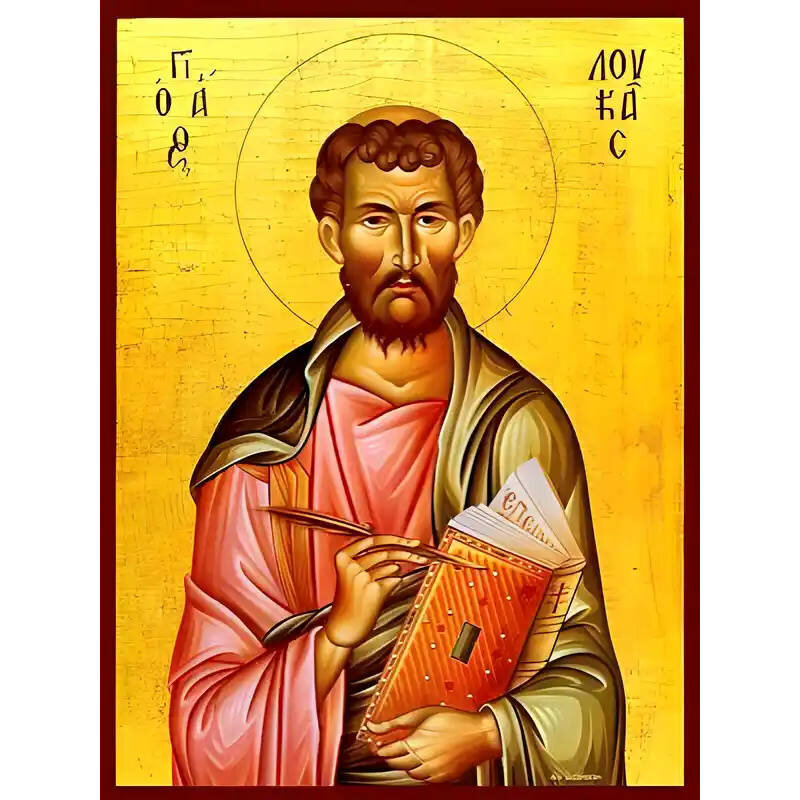 Εικόνα Ορθοδοξίας με περίγραμμα χρυσό σε ξύλο Φλαμουρίας  με  βάση Εικόνα ΑΓΙΟΣ ΑΠΟΣΤΟΛΟΣ ΚΑΙ ΕΥΑΓΓΕΛΙΣΤΗΣ ΛΟΥΚΑΣ Χειροποίητη Ελληνορθόδοξη εικόνα του Ιησού Χριστού, Κρεμαστή πλάκα βυζαντινής τέχνης, χριστιανική τέχνη Διάσταση 15x11 cm (5,9x4,3 ίντσες)  INTRAEK-337757865046