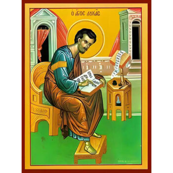 Εικόνα Ορθοδοξίας με περίγραμμα χρυσό σε ξύλο Φλαμουρίας  με  βάση Εικόνα ΑΓΙΟΣ ΑΠΟΣΤΟΛΟΣ ΚΑΙ ΕΥΑΓΓΕΛΙΣΤΗΣ ΛΟΥΚΑΣ, ΟΛΟΣΩΜΟΣ Χειροποίητη Ελληνορθόδοξη εικόνα του Ιησού Χριστού, Κρεμαστή πλάκα βυζαντινής τέχνης, χριστιανική τέχνη Διάσταση 15x11 cm (5,9x4,3 ίντσες)  INTRAEK-337757865043 - Image 1