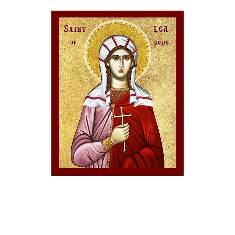 Εικόνα Ορθοδοξίας με περίγραμμα χρυσό σε ξύλο Φλαμουρίας  με  βάση Εικόνα Αγίας Λίας της Ρώμης, Χειροποίητη Θρησκευτική Εικόνα Αγίας Λίας της Ρώμης, Πλακέτα Βυζαντινής Τέχνης, Χριστιανική Θρησκευτική Τέχνη Διάσταση 26x20 cm (10,2 x 7,9 ίντσες) INTRAEK-3216723753